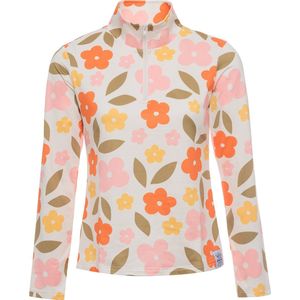 Emski - Dames skipully - vrolijke bloemen print - pullover met kwart rits, lange mouwen - wintersport kleding - Maat S