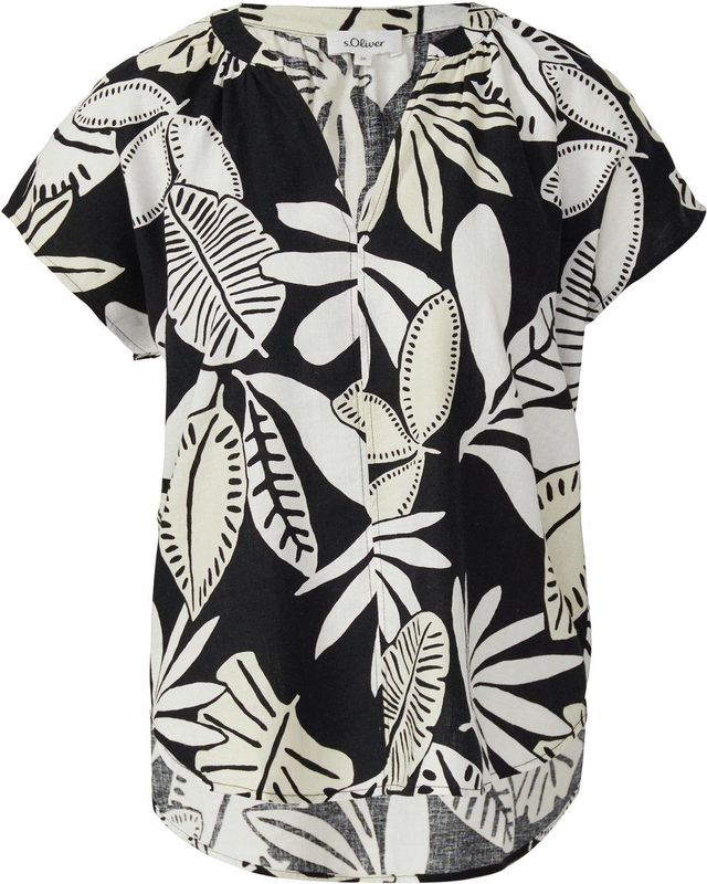 s.Oliver - Blouse - Zwart/Wit - Blouseshirt - Kwartmouw