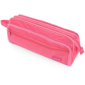 BASISSOIRES Etui High - Schooletui voor Jongens en Meisjes - Pennenetui voor Volwassenen - Make up tasje - Roze - 31x14x10CM