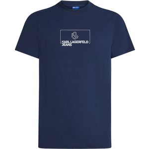 Karl Lagerfeld Jeans, Heren, Slim Korte Mouwen Outline Logo Tee, Slim Fit, Zwart, XS