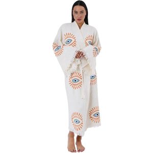 Kimono dames - 100% biologisch katoen - sauna badjas - zomer badjas - absorberend - handgemaakt - wit