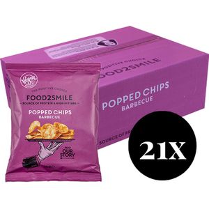 Popped Chips Barbecue 21x25 - Food2Smile - Voordeelverpakking chips - Glutenvrije producten - Vegan BBQ chips - Proteine chips