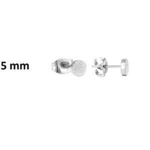 Aramat jewels ® - Ronde oorbellen sandblasted chirurgisch staal 5mm