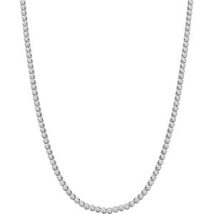 Lucardi Dames Zilveren set ketting, armabnd een oorknoppen zirkonia - Cadeau - Moederdag Set - 925 Zilver - Zilverkleurig