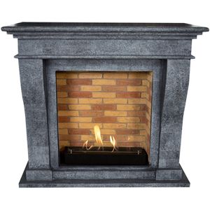 Xaralyn Kreta BST-SBU bio-ethanol open haard - Antraciet, zwarte ruwe natuurstenen haardombouw - 3 KW verwarming