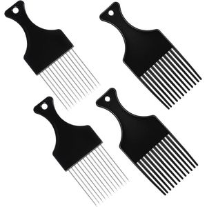 4 stuks afro kam - metaal en kunststof krullenkam - duurzame afro kam met handvat - afro-haarproducten voor mannen vrouwen - krullend haar permanent - grote baarden verzorging