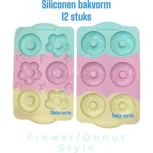 Siliconen Donut/Bloemen Bakvorm | 12 Koekjes | Flexibel Siliconen Koekjesvorm |