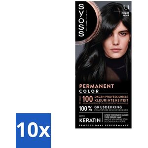 SYOSS - Coloration 1-1 Zwart - Haarverf - Grijsdekking - Vermindert Haarbreuk - Bulkverpakking - 10 stuks