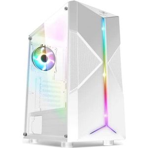 Gaming PC Behuizing RGB Wit met Zijwand van Gehard Glas - ATX/mATX/ITX Compatibel