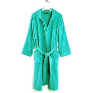 Hooded Bathrobe for Men and Women - 100% Soft Terry Cloth, Machine Washable, Size S, Green