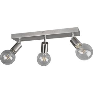 LED Plafondspot - Torna Zuncka - E27 Fitting - 3-lichts - Rechthoek - Mat Nikkel - Aluminium