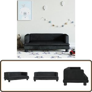 vidaXL Kinderbank - Fluweel - 80x45x30 cm - Zwart Kinderstoel - Kindermeubels - Kids Meubilair - Kinderbank - Speelgoedkast