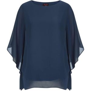 Elegante grote maten chiffon blouses voor dames - Dubbellaags vleermuishemd en los longshirt