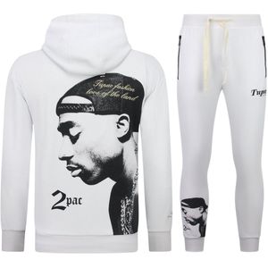 Tupac Trainingspak - 2Pac Joggingpak Hoodie Heren - Huispak Heren Volwassenen - 663- Wit
