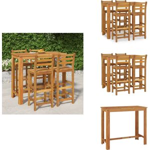 vidaXL Bartafel - Bartafels - Statafel - Hoge Tafel - 5-delige Tuinbarset massief acaciahout