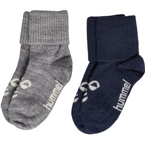 Hummel Kinder Socken Mini Wool 2-Pack Socks 233018 Dress Blues/Grey Melange-15-17