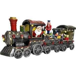 Kersthuisjebestellen - Grote Kersttrein met kerstman en kado's - elfjes - draaiende Notenkraker - Ledverlichting - Bewegend - Muziek - B=51cm -H=21cm - inclusief Adapter - Kersthuisje met trein -Kersthuisjes & Kerstdorpen