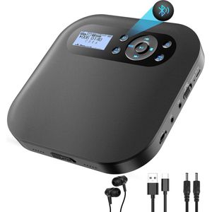 Draagbare CD-speler met Bluetooth en FM-zender - Oplaadbare Discman voor Auto