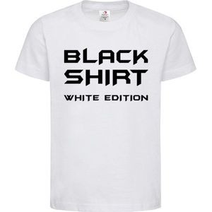 T-shirt Unisex Volwassenen Lol - carnaval - kermis - feestje - grappig - humor - Tekst ""Black shirt white edition"" | korte mouw | Wit/zwart | maat XXL