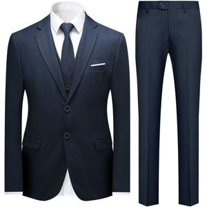 Allthemen Heren Business Effen Tweeknoops Enkelrijig Colbert - Slim Fit Blazer - Donkerblauw - S