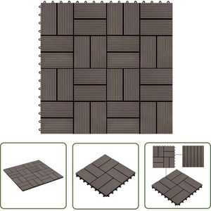 The Living Store Terrastegels 30x30 cm 1 m² HKC donkerbruin 11 st - Terrastegels - Hkc Tegels - Houten Vloertegels - Buitentegels - Patio Tegels