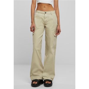 Urban Classics - High Waist Straight Denim Cargobroek - Gebroken Wit
