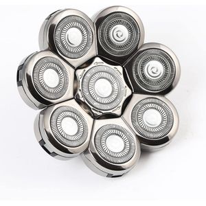 Vervangende scheerkoppen met 8 mesjes geschikt voor elektrisch scheerapparaat voor mannen, vervangende scheermesjes voor kale hoofden, geschikt voor nat en droog scheren, waterdicht (8D zilver)