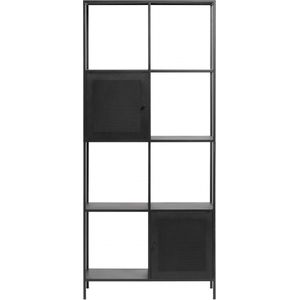 Sigurd metalen boekenkast - 2 deurs - 180 cm - zwart