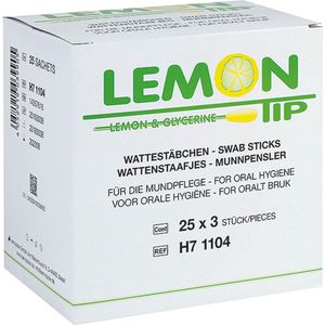 Lemon Swabs - met glycerine - 25 x 3 stuks - mondverfissende wattenstaafjes - Lemon Tip swaps