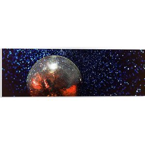 PVC Schuimplaat - Glinsterende Discobal in Donkere Ruimte - 60x20 cm Foto op PVC Schuimplaat (Met Ophangsysteem)