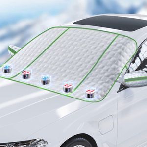 Voorruitafdekking voor auto met zijspiegelafdekking - Magnetische bevestiging voor sneeuw, vorst en stof (groen, 160 x 115 cm)