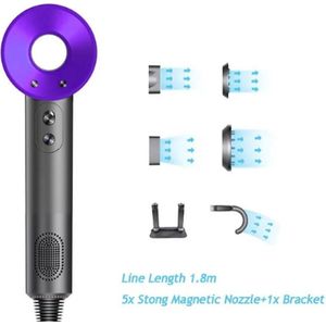 Föhn met Diffuser - Ionische Haardroger - Hair Dryer - Professionele Haar Droger - Rijk uitgerust - Inclusief 6 accessoires - 3 Standen - Paars