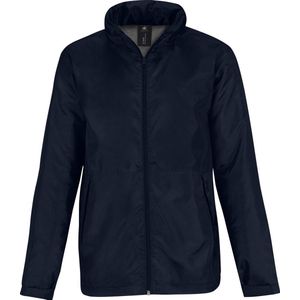 B&C Mens Multi Active Hooded Fleece Lined Jacket (Marine / Warm Grijs)