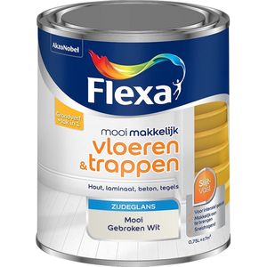 Flexa Mooi Makkelijk - Lak - Vloeren en Trappen - Mengkleur - Mooi Gebroken Wit - Mooi Makkelijk - 750 ml