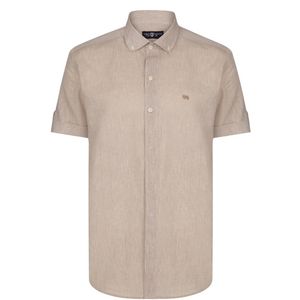 Jimmy Sanders Linnen Katoen Blend Shirt - Overhemd Heren Beige - L