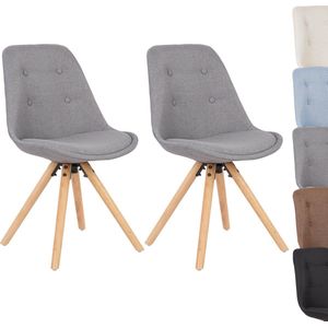 Set van 2 Stoelen - Luxe Eetkamerstoel - Eetkamerstoelen - 2 stoelen - Moderne look - Licht grijs - Linnen