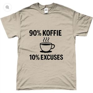 T-shirt - met opdruk - 90% koffie - zand - S