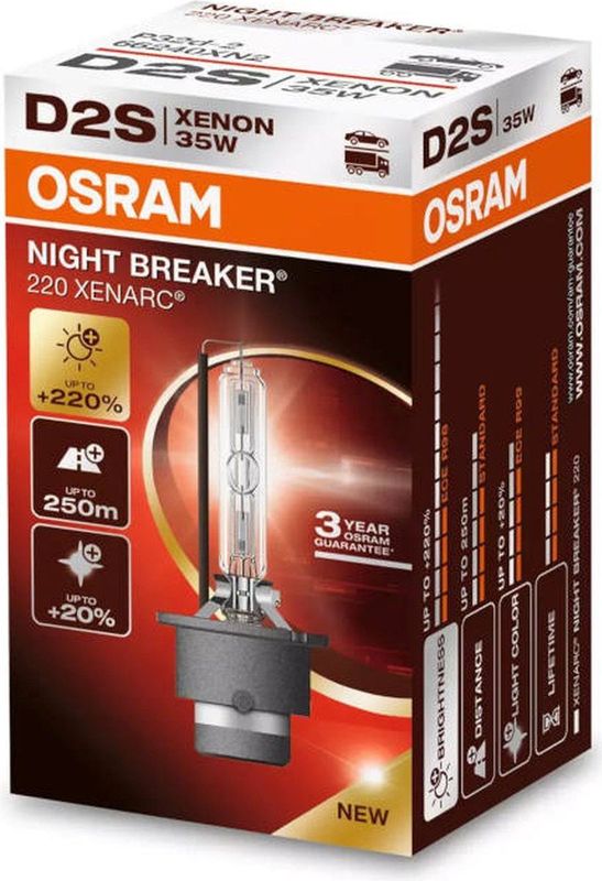 OSRAM - XENARC NIGHT BREAKER 220 - Lampada per Fari allo Xeno - D2S - 220% Meer Licht