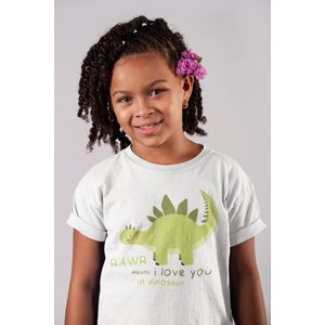 Kinder T-shirt Wit Rawr Means I Love You, maat 5- jaar