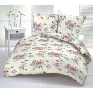 Katoenen Kora Beddengoed 140x200cm met Rode Rozen, Knopen