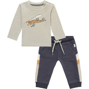 Noppies - kledingset - 2delig - Sweatpants - Joggingbroek Maury - India Ink - Blauw - Shirt Margarate Willow Grey - Maat 92