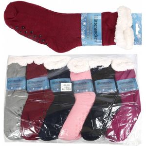 Huissokken Met Anti Slip - Voor Dames - One Size - Kerstsokken - Wintersokken - Roze
