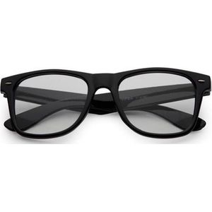 Freaky Glasses® | Nerd bril met heldere lenzen - zonder sterkte - mat zwart