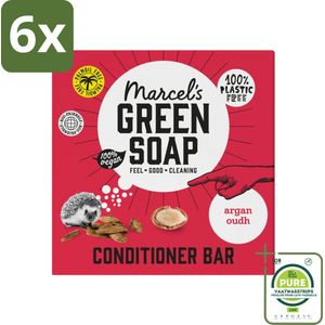 Marcel's Green Soap - Conditioner Bar - Argan & Oudh - Krachtige werking - 60 gr - Voordeelverpakking - 6 stuks - Haarverzorging - Conditioner bar