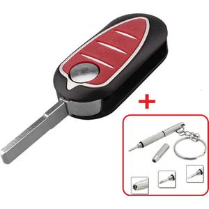 Autosleutel behuizing geschikt voor Alfa Romeo 3 knoppen klapsleutel / Alfa Romeo Mito / Alfa Romeo Giulietta . + Mini RVS 3in1 Schroevendraaier.