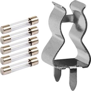 VLTG Zekeringhouder clips 5x20mm - 1.25A - Klein - T(traag) - inclusief 5x Glaszekeringen