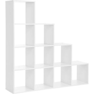 Trend24 Boekenkast - Opbergkast - Vakkenkast - Opbergkast binnen - Boekenrek - Spaanplaat - 129.5 x 29 x 129.5 cm - Wit