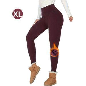 Nivard Gevoerde Panty - Legging - Hoge Taille - Winter Panty - Fleece panty - Thermo Panty - Warme Panty - Elastisch - Bordeaux Rood Maat XL