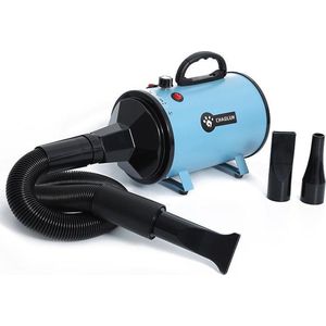 Professionele Hondenföhn - Waterblazer - Hondenborstel met 3 Opzetstukken - Verstelbare Vermogen tot 2200W - Verstelbare temperatuur - diervriendelijk - Blauw