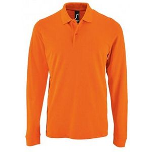 SOLS Heren Perfecte Lange Mouw Pique Polo Shirt (Oranje)
